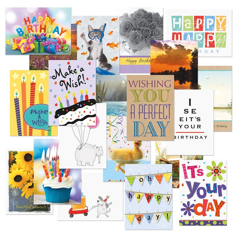 Current Mega Birthday Greeting Card Variety Value Pack â€“ Set of 36 (18 Designs), Large 5 x 7 inches, Envelopes Included - Image 1